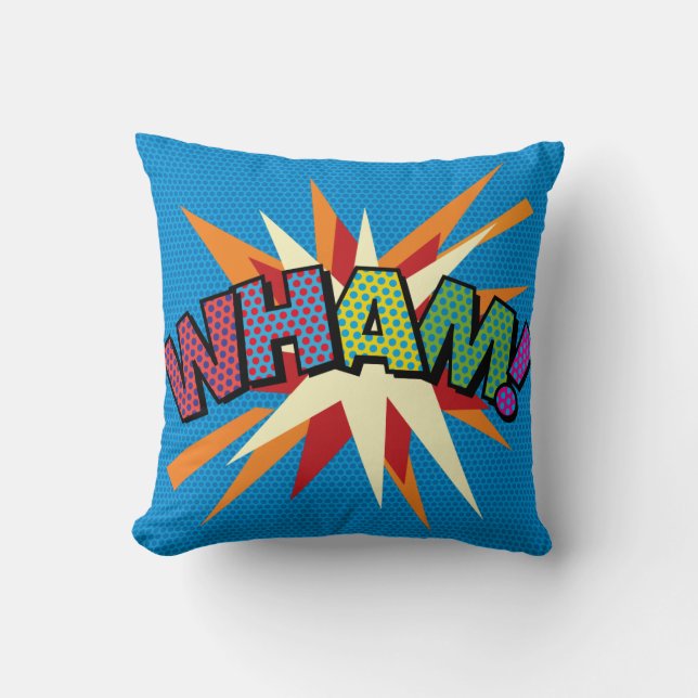 WHAM ZAP Grappige Moderne Koele Comic Book Pop Art Kussen (Voorkant)