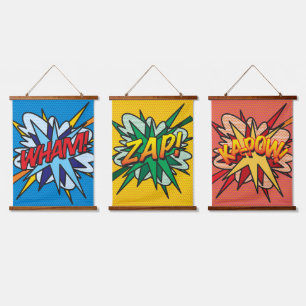 WHAM ZAP KAPOW Comic Book Modern Hangend Wandkleed