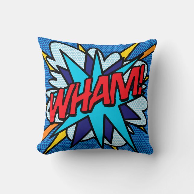 WHAM ZAP Modern Trendy Leuk Stripboek Kussen (Voorkant)