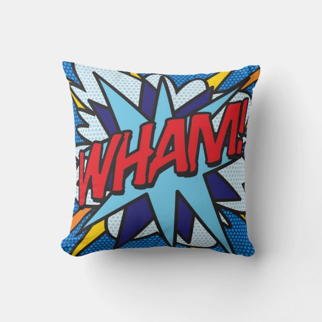 WHAM ZOMG Fun Retro Comic Book Pop Art Kussen (Voorkant)