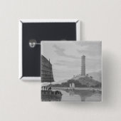 Whampoa Pagoda, 1810 Vierkante Button 5,1 Cm (Voorkant /achterkant)
