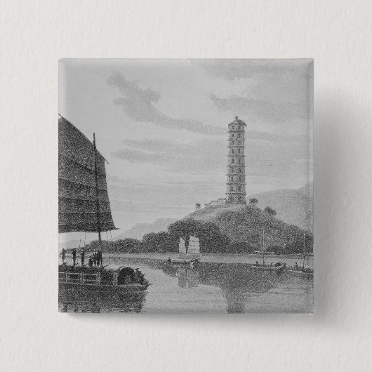 Whampoa Pagoda, 1810 Vierkante Button 5,1 Cm (Voorkant)
