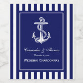 Whanchor, Navy Blue Lijst, Navy Stripe DIY BG Wijn Etiket (Enkel label)