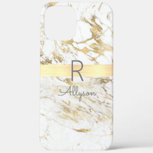 Whand Gold Marble Gold Bar, DIY Grey Name Monogram Case-Mate iPhone Case