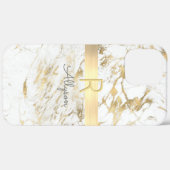 Whand Gold Marble Gold Bar, DIY Grey Name Monogram Case-Mate iPhone Case (Achterkant / Rechts)
