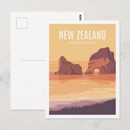 Wharariki Beach Nieuw-Zeeland Reisillustratie Briefkaart (Voorkant / Achterkant)