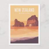 Wharariki Beach Nieuw-Zeeland Reisillustratie Briefkaart (Voorkant)