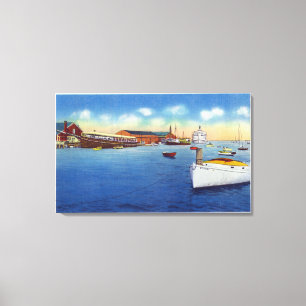 Wharf Scene die het scheepvaartschip toont Canvas Afdruk