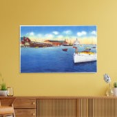 Wharf Scene die het scheepvaartschip toont Canvas Afdruk (Insitu (Woonkamer))