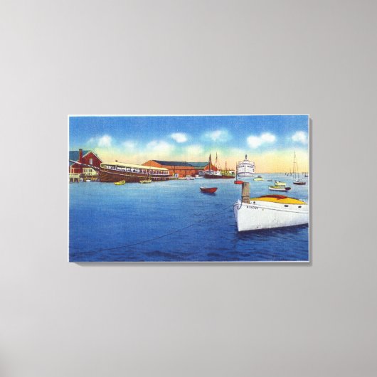 Wharf Scene die het scheepvaartschip toont Canvas Afdruk (Voorkant)