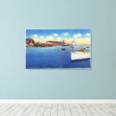 Wharf Scene die het scheepvaartschip toont Canvas Afdruk (Insitu (Houten vloer))