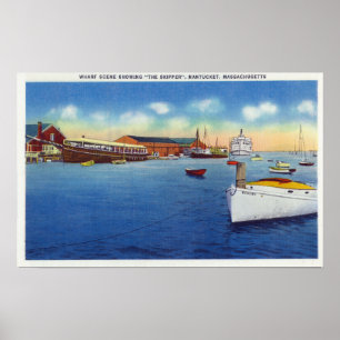 Wharf Scene die het scheepvaartschip toont Poster