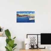 Wharf Scene die het scheepvaartschip toont Poster (Thuiskantoor)