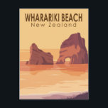 Whariki Beach New Zealand Travel  Art Briefkaart<br><div class="desc">Whariki Beach-vectorontwerp. Het is een strand op het Zee van Tasman,  ten westen van Kaapverdië,  het noordelijkste punt van het eiland Nieuw-Zeeland.</div>