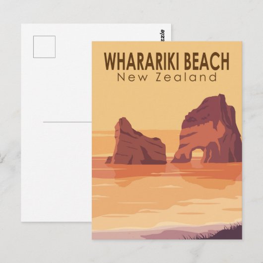 Whariki Beach New Zealand Travel  Art Briefkaart (Voorkant / Achterkant)