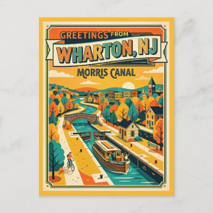 Wharton New Jersey Morris Kanaal Vintage Stijl Briefkaart