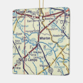 Wharton TX  Map Keramisch Ornament (Links)