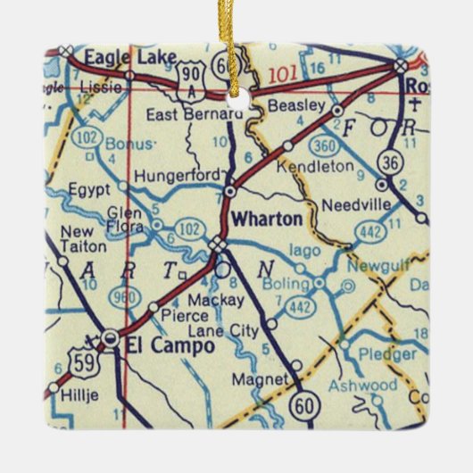 Wharton TX  Map Keramisch Ornament (Voorkant)