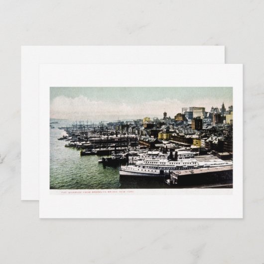 Wharves van de Brooklyn Bridge, New York City Briefkaart (Voorkant / Achterkant)
