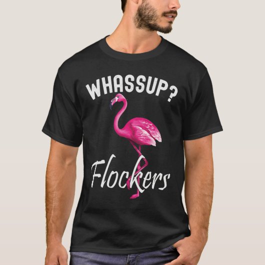Whass Up Flockers Sup Flocked Flamingo Tripical Bi T-shirt (Voorkant)