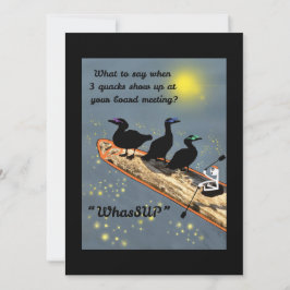 "WhasSUP" met eenden op het SUP-bord Feestdagenkaart