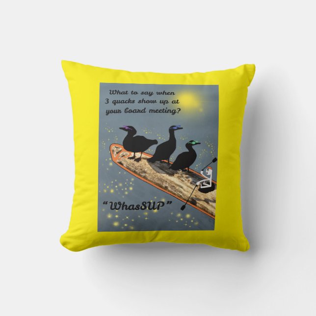 "WhasSUP" met eenden op het SUP-bord Kussen (Voorkant)