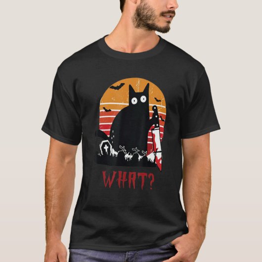 What a Black cat holding a knife Cat Tee T-shirt (Voorkant)