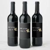 What A Fun Deer Moment Retro Style  Wijn Etiket (Flessen)