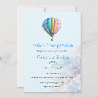 What a Onederful World Invitation, 1st Birthday Kaart