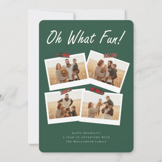 What a Year Christmas Four Family Photo Collage Feestdagenkaart (Voorkant)