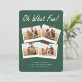 What a Year Christmas Four Family Photo Collage Feestdagenkaart (Staand voorkant)
