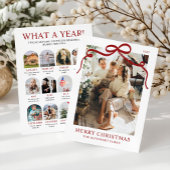 What a Year Christmas Red Bow Year in Review Photo Feestdagenkaart
