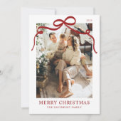 What a Year Christmas Red Bow Year in Review Photo Feestdagenkaart (Voorkant)