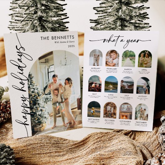 What A Year Happy Holidays Photo Feestdagenkaart