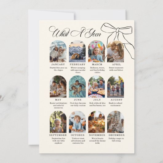 What a Year Minimalist Year in Review Bow Photo Feestdagenkaart (Achterkant)