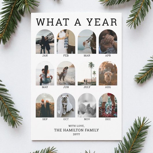 What a Year Modern Arch Photo Collage Christmas Feestdagenkaart