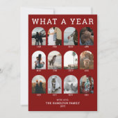 What a Year Modern Red Photo Collage Christmas Feestdagenkaart (Voorkant)
