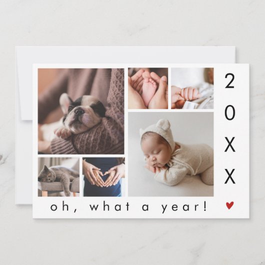 What a Year! Modern Simple 6 Photo Collage Feestdagenkaart (Voorkant)