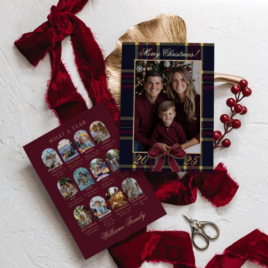 What a Year Photo Christmas Plaid Classic Holiday Folie Uitnodiging
