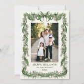 What a Year Sage Green Pine Bow Christmas 13 Photo Feestdagenkaart (Voorkant)