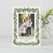 What a Year Sage Green Pine Bow Christmas 13 Photo Feestdagenkaart (Staand voorkant)