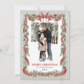 What a Year Sage Green Red Bow Christmas 13 Photo Feestdagenkaart (Voorkant)