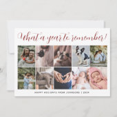 What a Year Script 10 Photo Collage Christmas Feestdagenkaart (Voorkant)