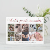 What a Year Script 10 Photo Collage Christmas Feestdagenkaart (Staand voorkant)