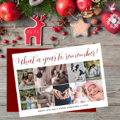 What a Year Script 10 Photo Collage Christmas Feestdagenkaart