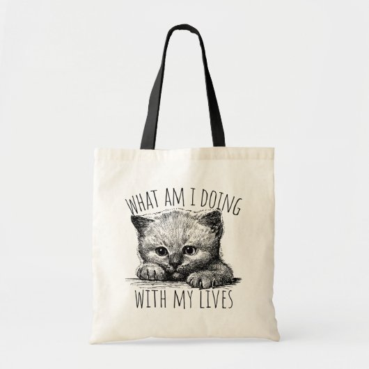 What Am I Doing With My Lives Cute Kitten Tote Bag (Voorkant)