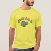 “What Am I?” Puzzle Piece T-Shirt – Fun Retro Ridd (Voorkant)
