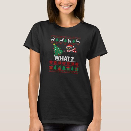 ​What? Black Cat Christmas Tree Chaos T-shirt (Voorkant)
