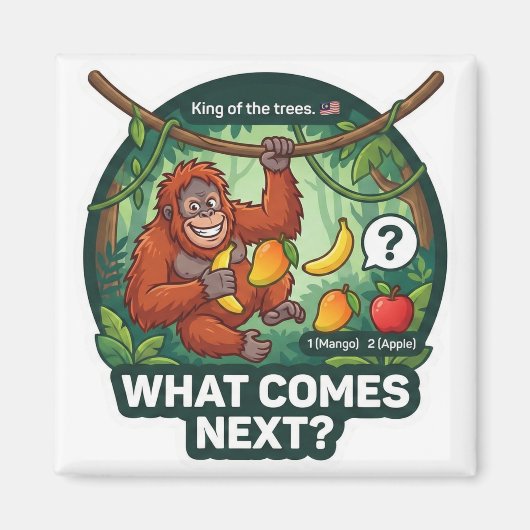 What Comes Next? Orangutan Pattern Logic Game Magneet (Voorkant)