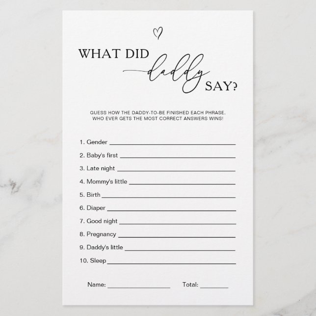 What Did Daddy Say Game (Voorkant)